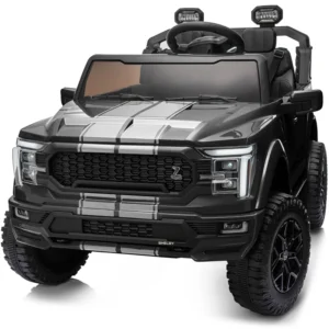 Hikiddo Licensed Ford Shelby F-150 24V Kids Ride on Toy, 2 seater Electric Car for Kids w/ 20" Wide Seat, Remote Control - Black